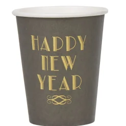 Clearance Gifi Gobelet jetable noir design Happy New year x10