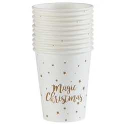 Clearance Gifi Gobelet jetable Noël Magic Christmas blanc doré 25cl x10