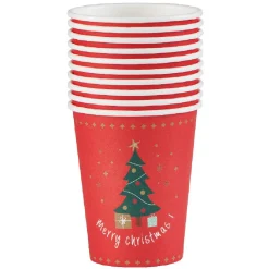 Outlet Gifi Gobelet jetable Noël Merry Christmas sapin rouge 25 cl x10