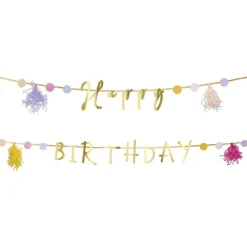 Hot Gifi Guirlande anniversaire Happy Birthday aluminium thème fée licorne 2m