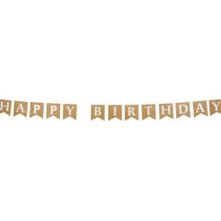 Hot Gifi Guirlande anniversaire Happy Birthday papier kraft thème nature 2,5m