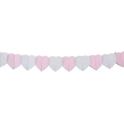 Hot Gifi Guirlande coeur papier de soie rose et blanc 3m