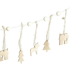 Gifi Guirlande de Noël en bois fantaisie blanc 1,8m^ Décoration Sapin