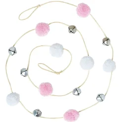 Gifi Guirlande de Noël pompons et clochettes 1m40^ Décoration Sapin