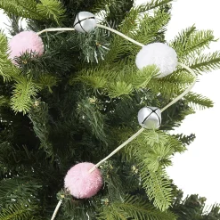 Gifi Guirlande de Noël pompons et clochettes 1m40^ Décoration Sapin