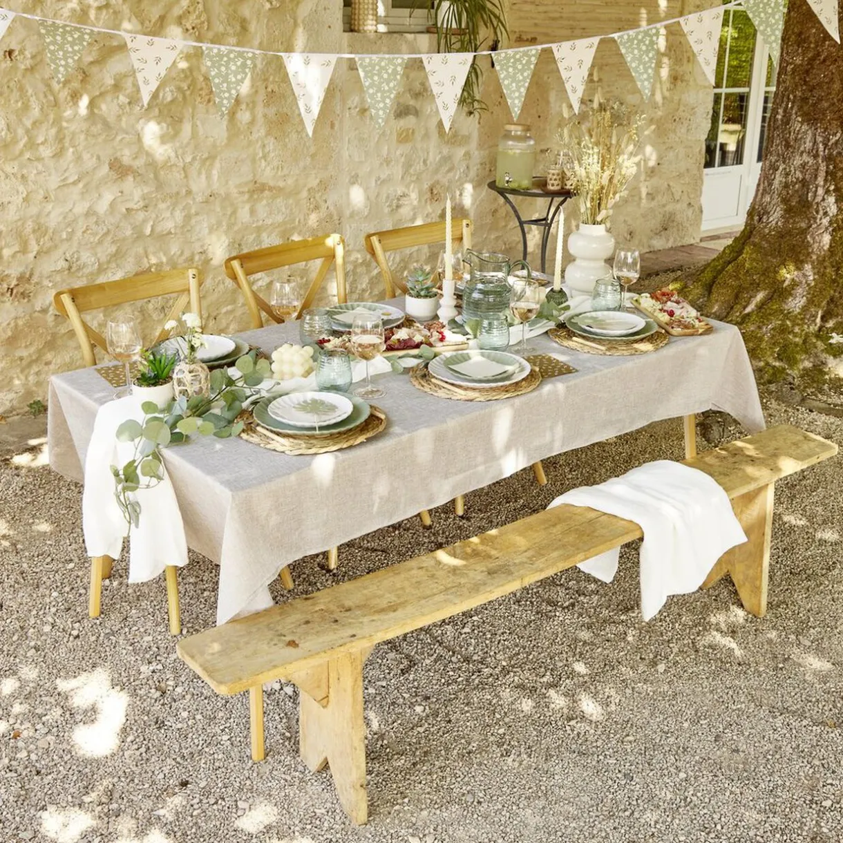 Discount Gifi Guirlande fanion motif végétal thème nature 4m