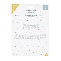 Hot Gifi Guirlande Joyeux anniversaire argenté