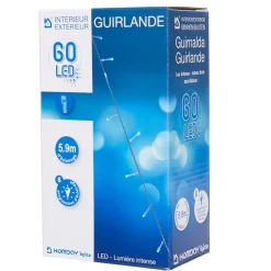 Gifi Guirlande électrique 60 led bleues clignotantes L. 5,9 m^ Décoration Extérieure De Noël