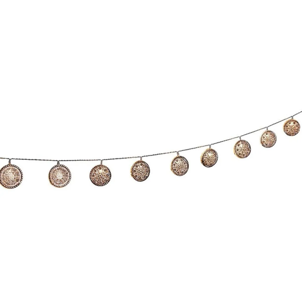 Gifi Guirlande électrique boules plates métal rosé 10 led L. 1,35 m^ Décoration Extérieure De Noël