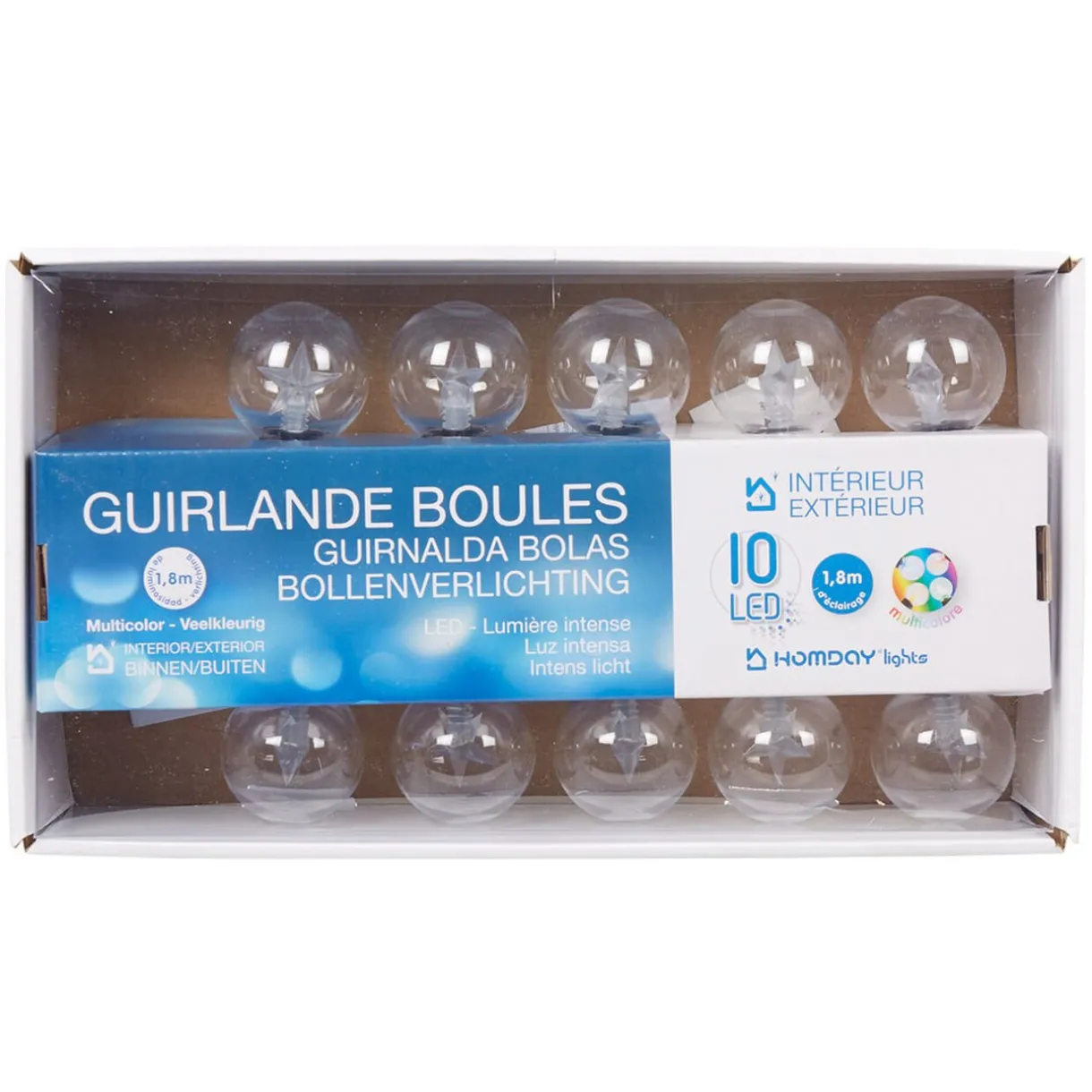 Gifi Guirlande électrique boules à led étoile multicolore L. 1,8 m^ Décoration Extérieure De Noël