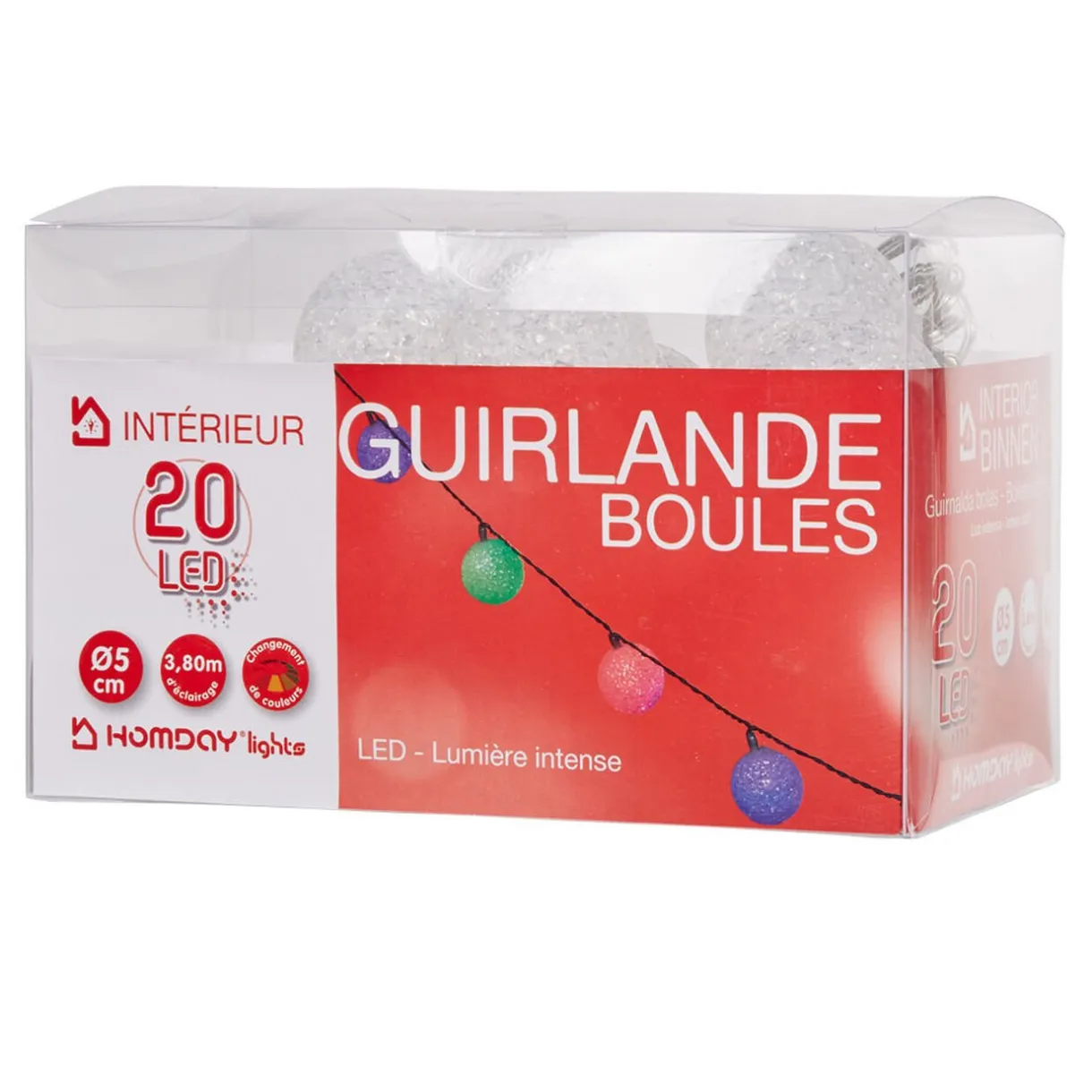 Gifi Guirlande électrique boules multicolores L. 3,80 m^ Décoration Extérieure De Noël