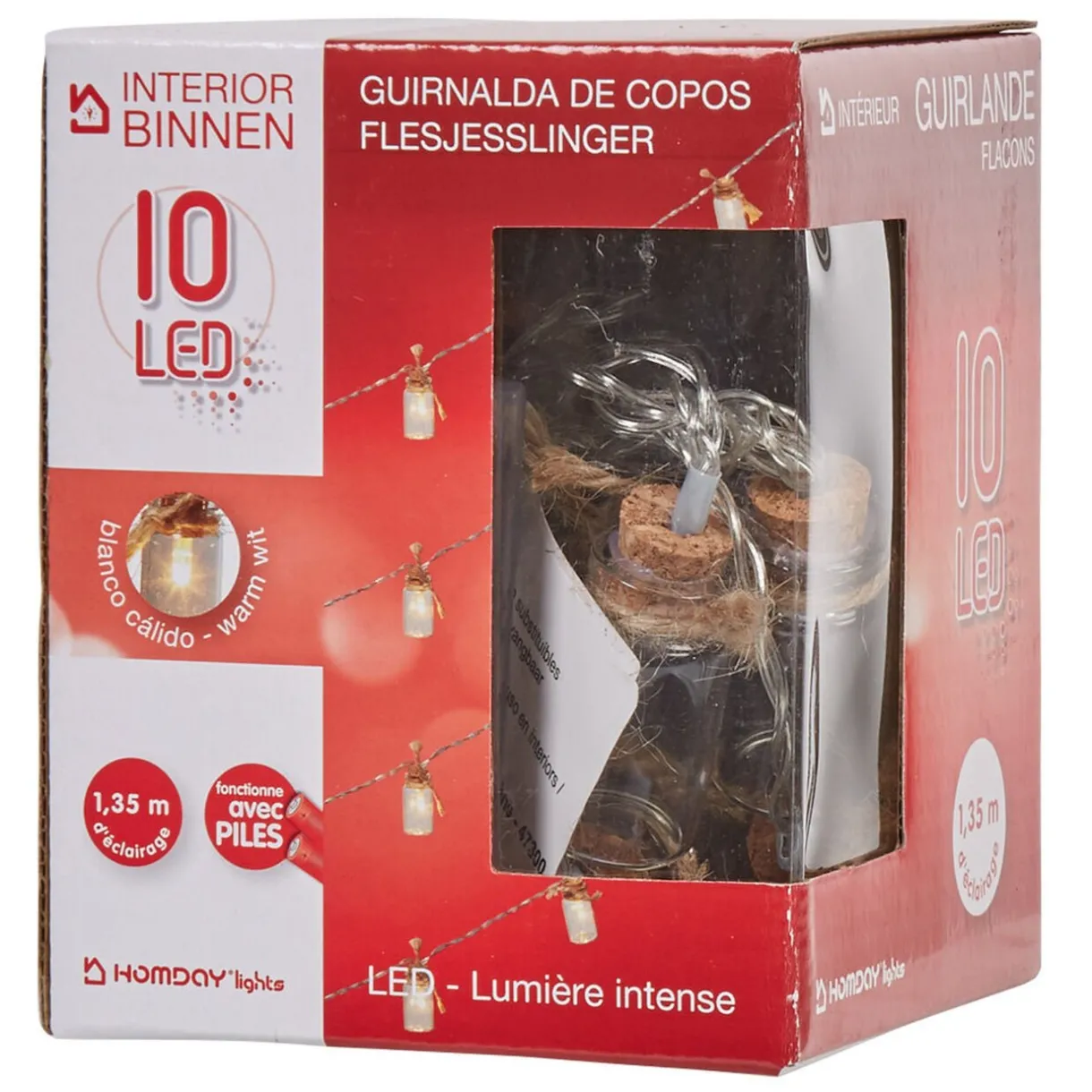 Gifi Guirlande électrique flacons lumineux blanc chaud L. 1,35 m^ Décoration Extérieure De Noël