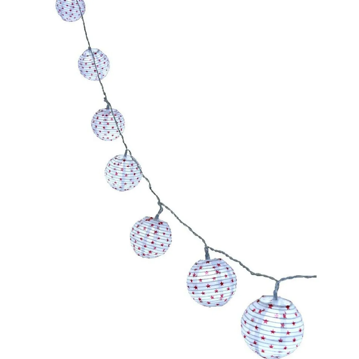 Gifi Guirlande électrique lampions blancs à étoiles rouges 1,8 m^ Décoration Extérieure De Noël