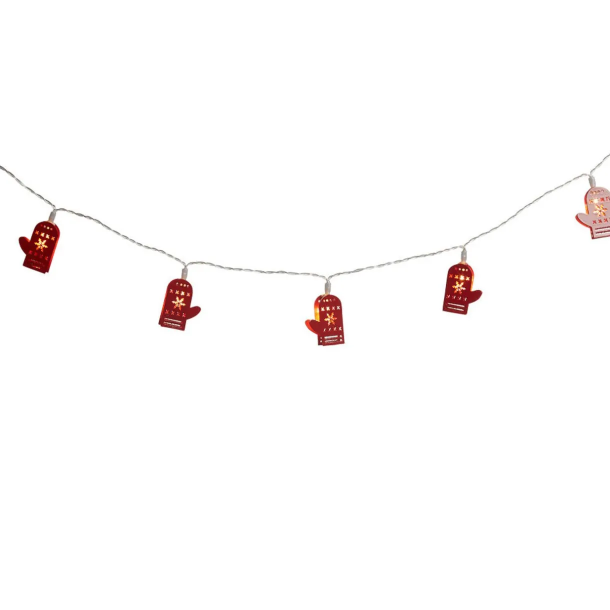 Gifi Guirlande électrique lumineuse 10 gants rouges L. 1,35 m^ Décoration Extérieure De Noël