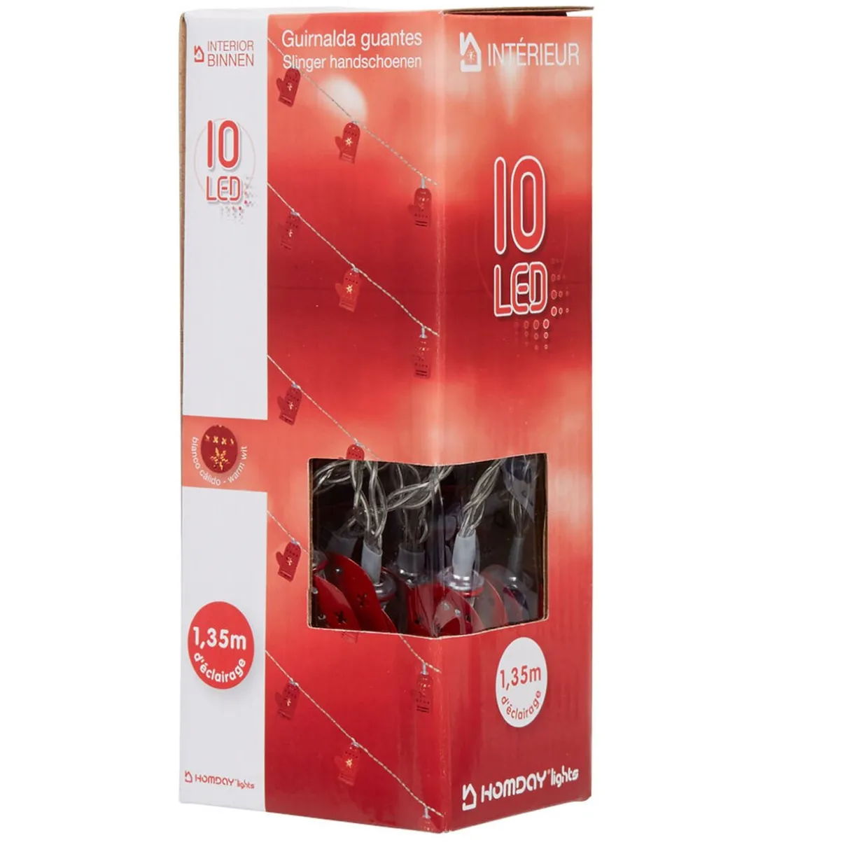 Gifi Guirlande électrique lumineuse 10 gants rouges L. 1,35 m^ Décoration Extérieure De Noël