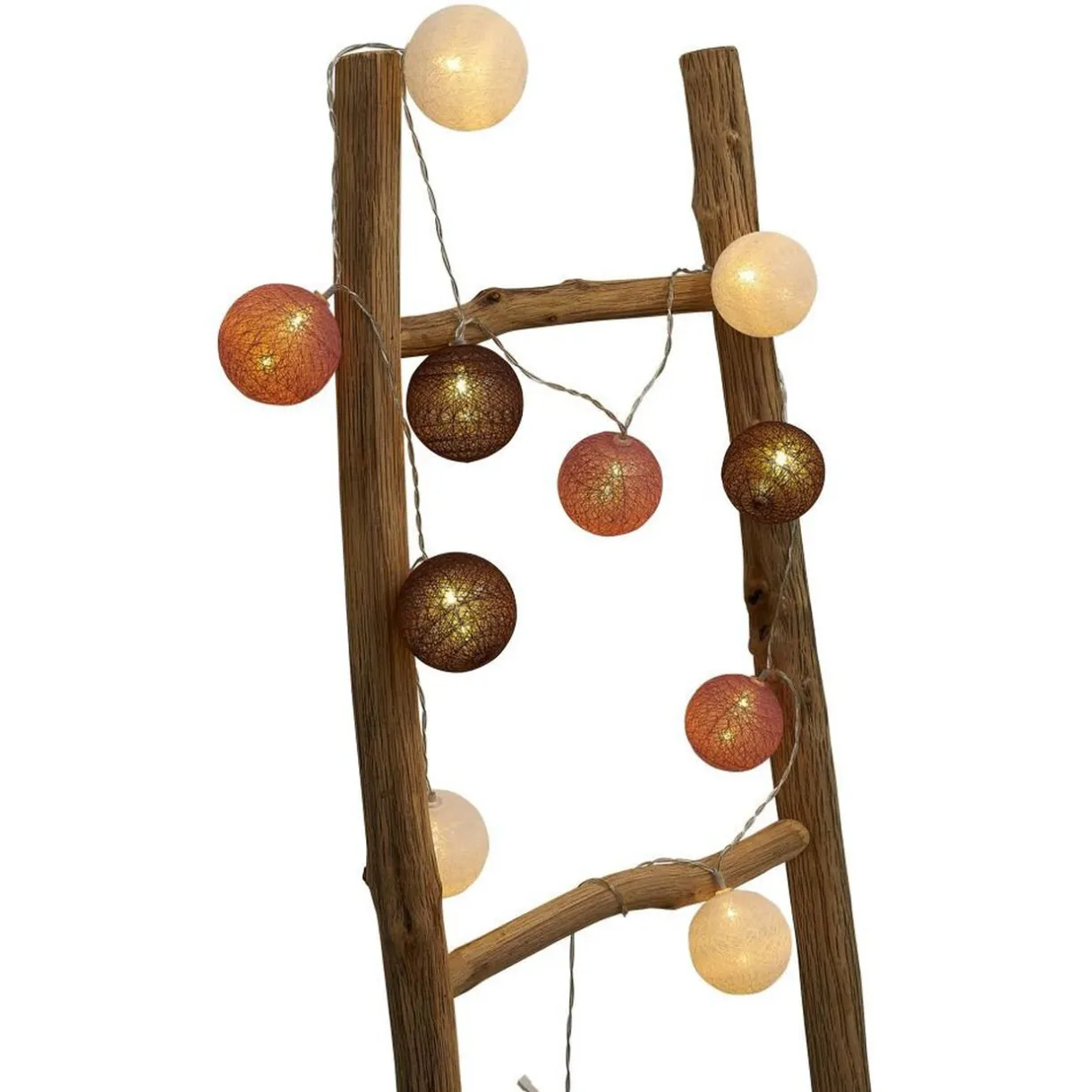 Discount Gifi Guirlande lumineuse 10 boules beige marron orange L165cm