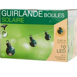 Gifi Guirlande lumineuse boules vertes motifs étoiles L. 2,25 m^ Décoration Extérieure De Noël