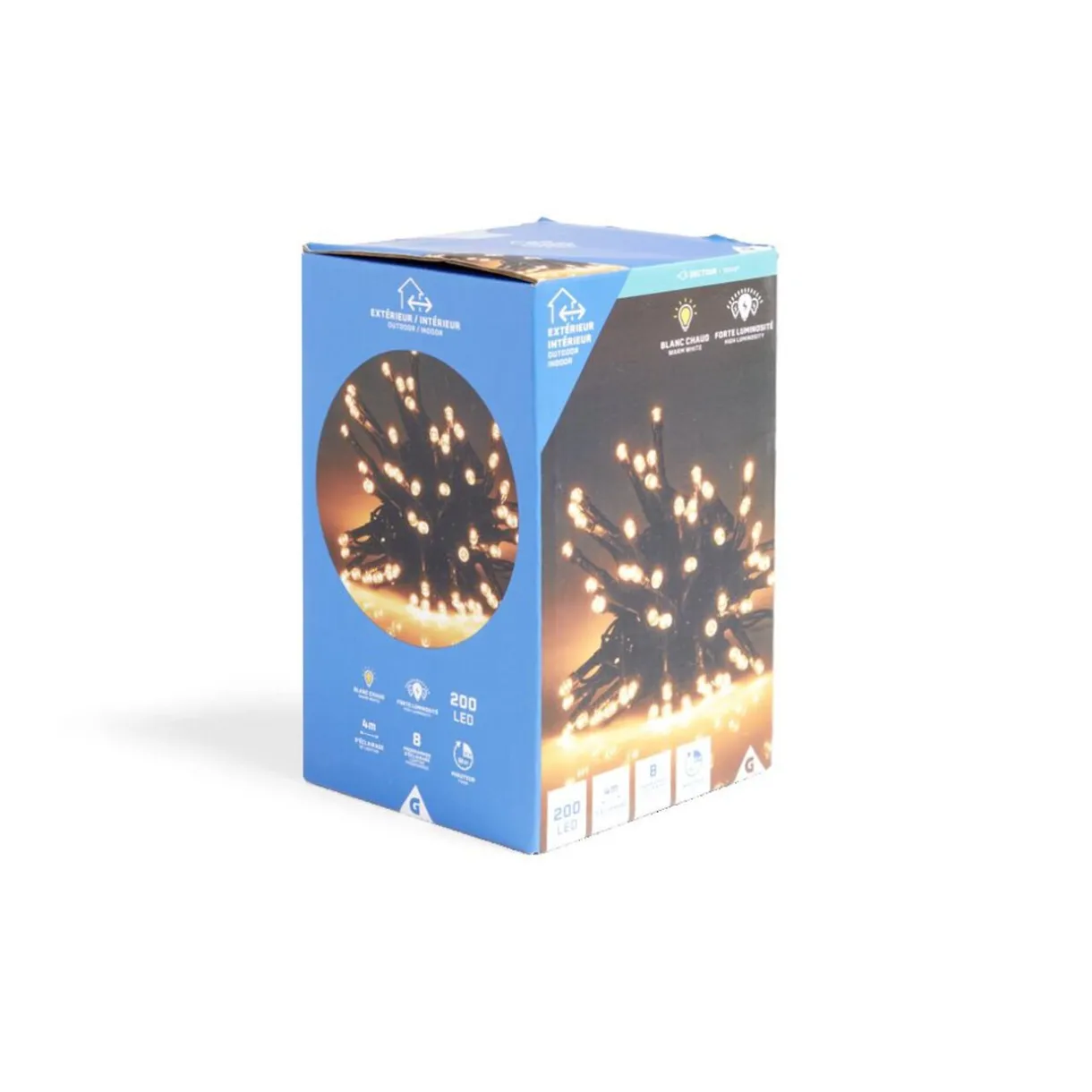 Gifi Guirlande lumineuse extérieur 200LED cluster blanc chaud 4m^ Décoration Extérieure De Noël