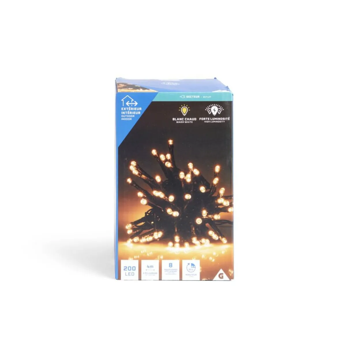 Gifi Guirlande lumineuse extérieur 200LED cluster blanc chaud 4m^ Décoration Extérieure De Noël