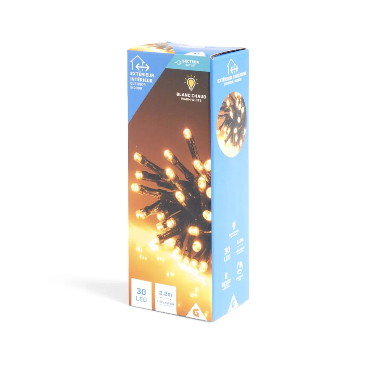 Gifi Guirlande lumineuse extérieur 30LED blanc chaud 2,2m^ Décoration Extérieure De Noël