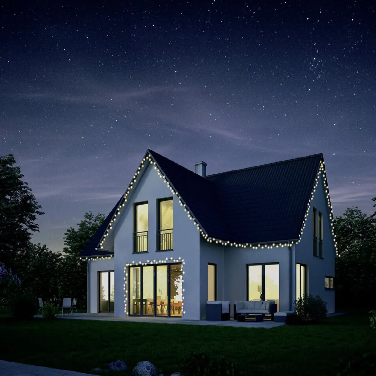 Gifi Guirlande lumineuse extérieur 600LED blanc chaud 44,9m^ Décoration Extérieure De Noël