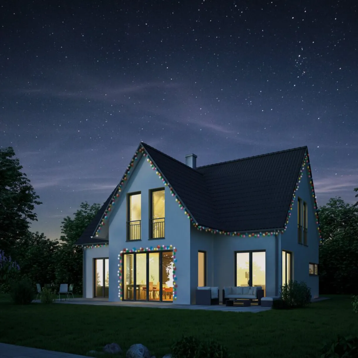 Gifi Guirlande lumineuse extérieur 600LED multicolores 44,9m^ Décoration Extérieure De Noël