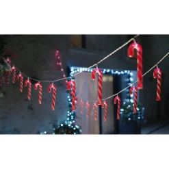 Gifi Guirlande lumineuse solaire sucre d'orge 20LED blanc froid 3,8m^ Décoration Extérieure De Noël