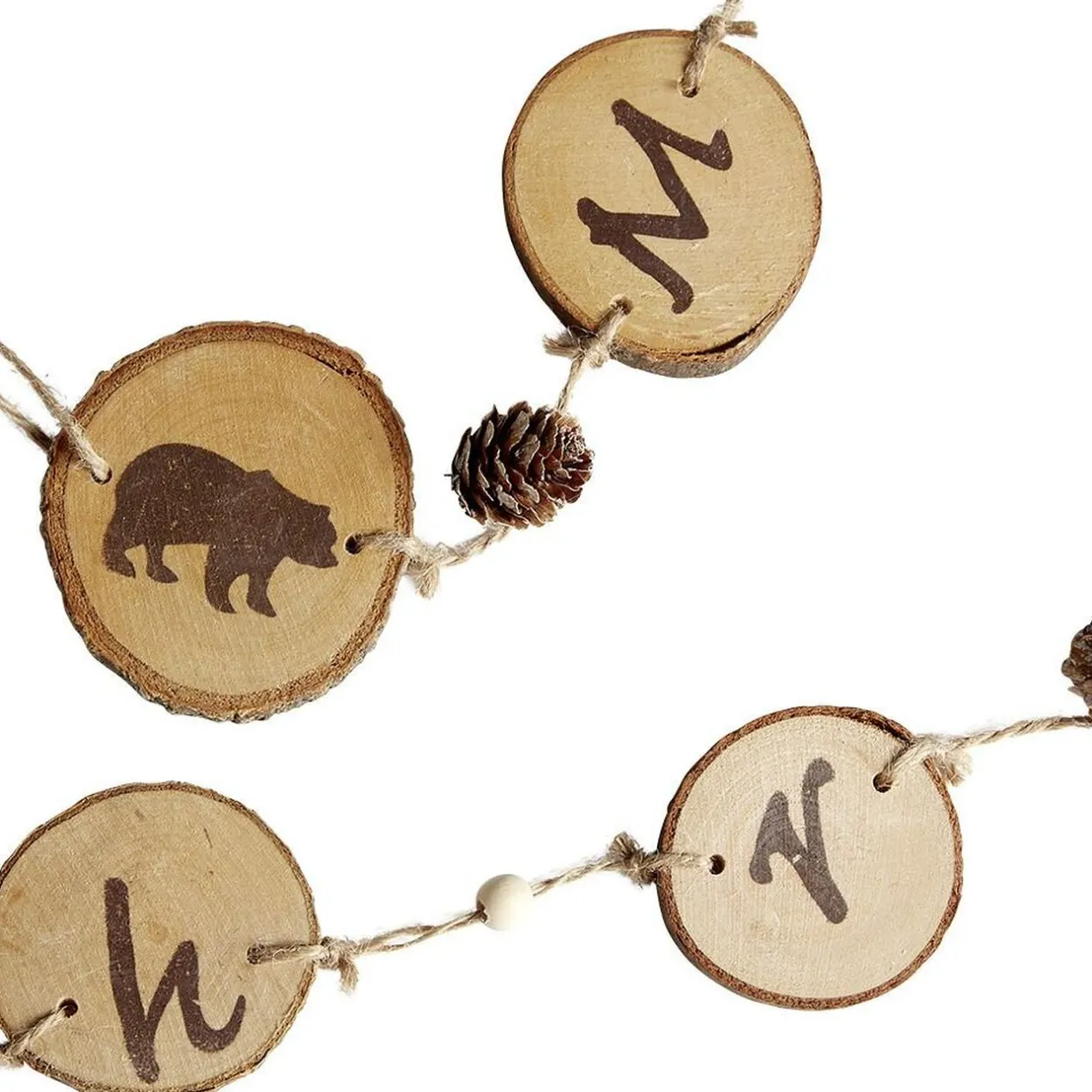 Gifi Guirlande Merry Christmas rondin de bois et jute 1,8m^ Décoration Sapin