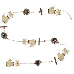 Gifi Guirlande pommes de pin renards Noël beige rouge L. 1,2 m^ Décoration Sapin