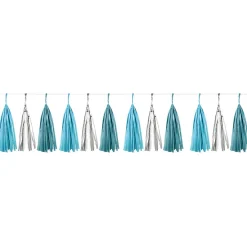 Outlet Gifi Guirlande pompon en papier bleu et blanc