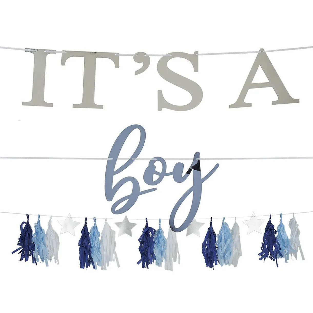 New Gifi Guirlande révélation garçon It's a boy sur 3 rangées
