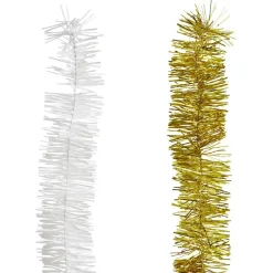 Gifi Guirlandes de Noël blanches et dorées scintillantes x5^ Décoration Sapin