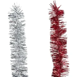 Gifi Guirlandes de Noël rouges et argentées scintillantes x5^ Décoration Sapin
