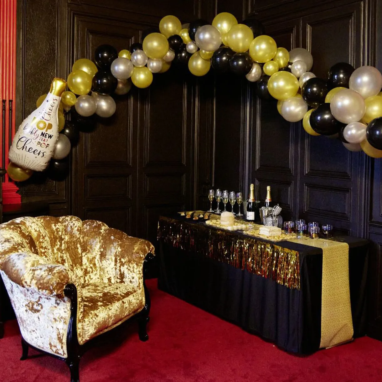 Outlet Gifi Kit arche de ballons noir doré argenté 5m