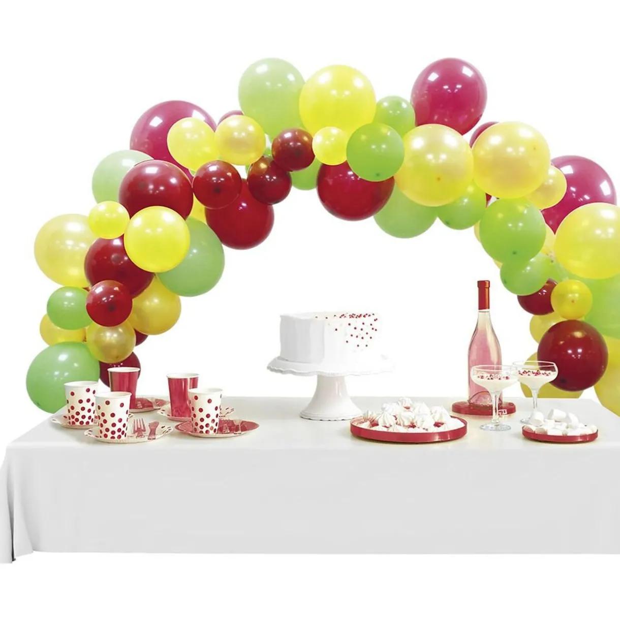 Gifi Kit arche de ballons vert jaune rouge 60 pièces 4m