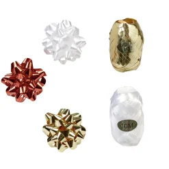 Gifi Kit complet noeud bolduc papier cadeau blanc argentée doré^ Loisirs Créatifs Et Emballage Cadeau