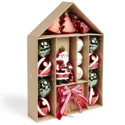 Outlet Gifi Kit décoration sapin de Noël traditionnel rouge et vert 20 pièces