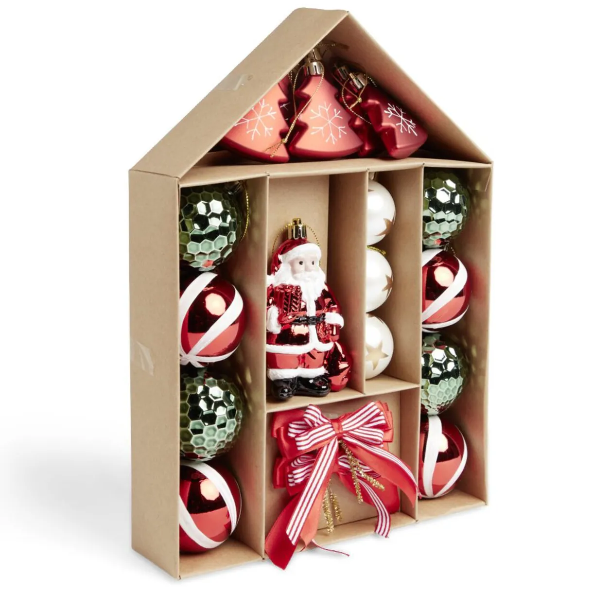Outlet Gifi Kit décoration sapin de Noël traditionnel rouge et vert 20 pièces