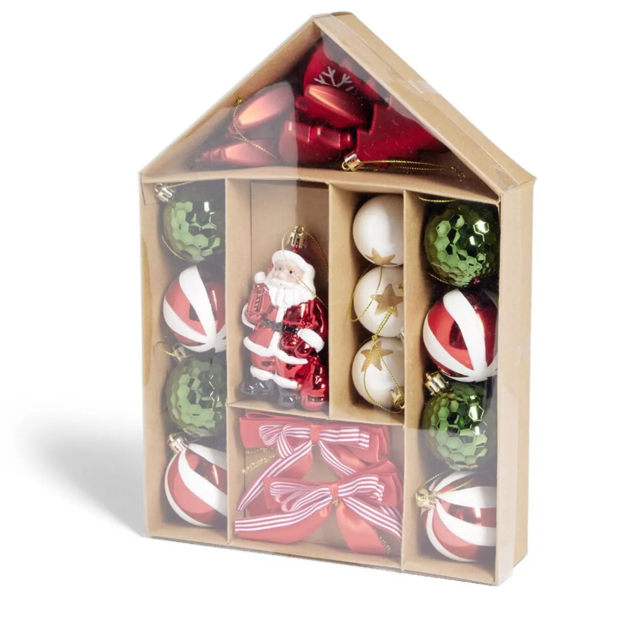 Outlet Gifi Kit décoration sapin de Noël traditionnel rouge et vert 20 pièces