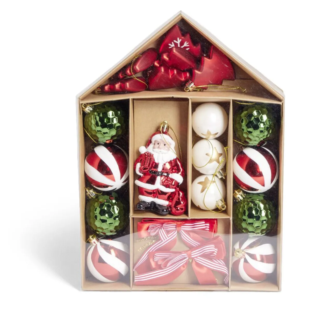 Outlet Gifi Kit décoration sapin de Noël traditionnel rouge et vert 20 pièces