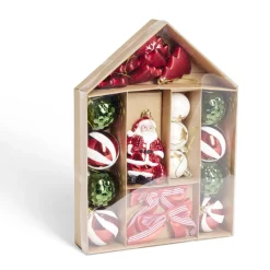 Outlet Gifi Kit décoration sapin de Noël traditionnel rouge et vert 20 pièces