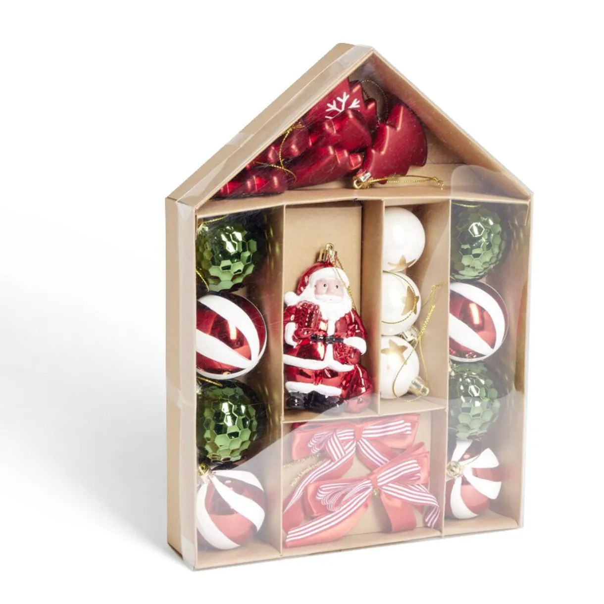 Outlet Gifi Kit décoration sapin de Noël traditionnel rouge et vert 20 pièces