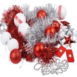 Gifi Kit décoration sapin nordique rouge et blanc 60 pièces^ Décoration Sapin