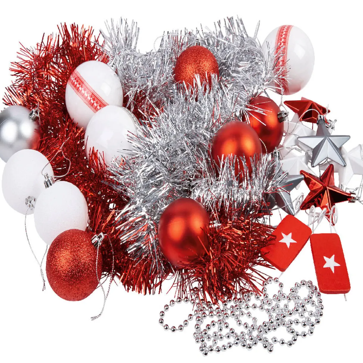 Gifi Kit décoration sapin nordique rouge et blanc 60 pièces^ Décoration Sapin