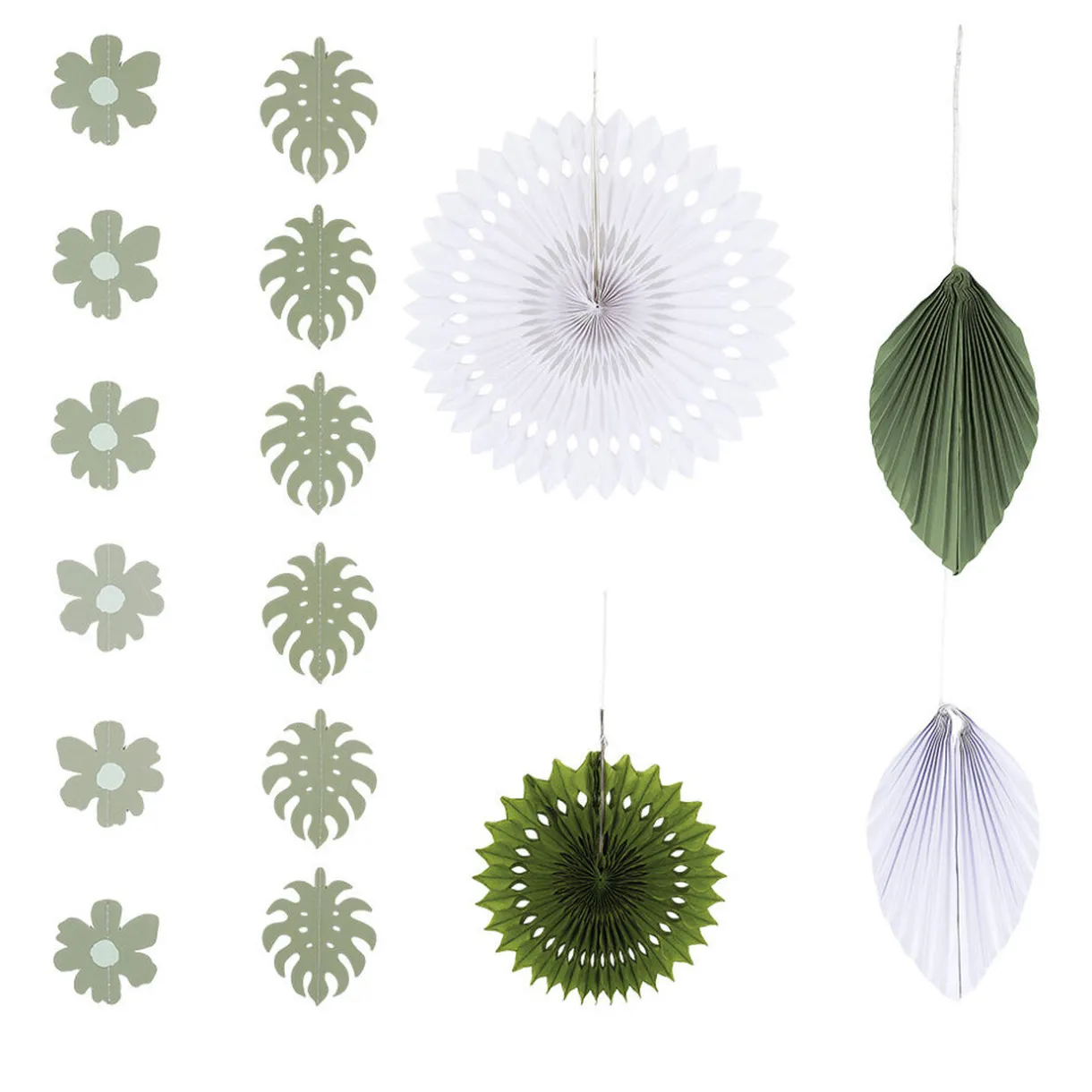 Outlet Gifi Kit décoration thème nature vert et blanc 6 pièces