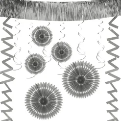 Hot Gifi Kit de décoration de fête à suspendre argenté 18 pièces