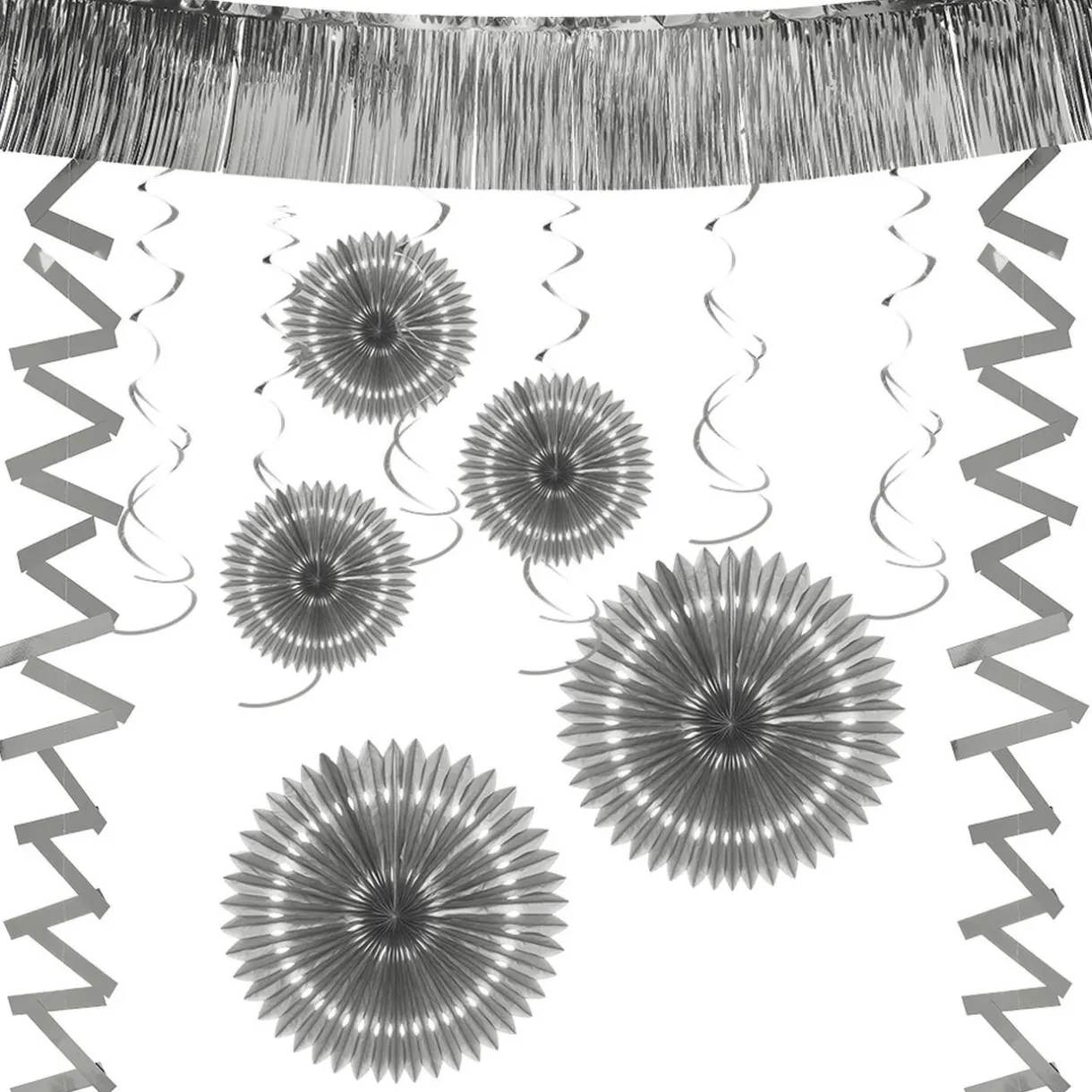 Hot Gifi Kit de décoration de fête à suspendre argenté 18 pièces