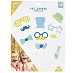 Outlet Gifi Kit festif photobooth bleu vert jaune 10 pièces
