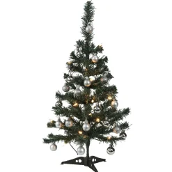 Outlet Gifi Kit sapin noël argenté lumineux blanc chaud H. 60 cm
