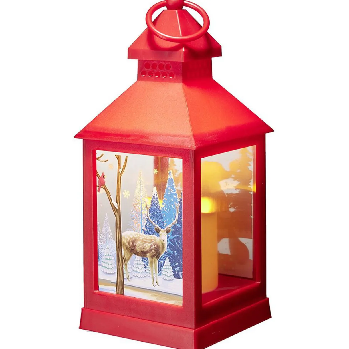 Sale Gifi Lanterne de Noël rouge lumineuse à led blanc chaud H24,5 cm